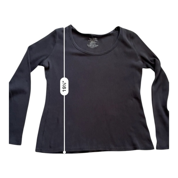 Faden Glory minimalist casual black shirt top Medium waffle pattern scoop neck - Picture 3 of 11